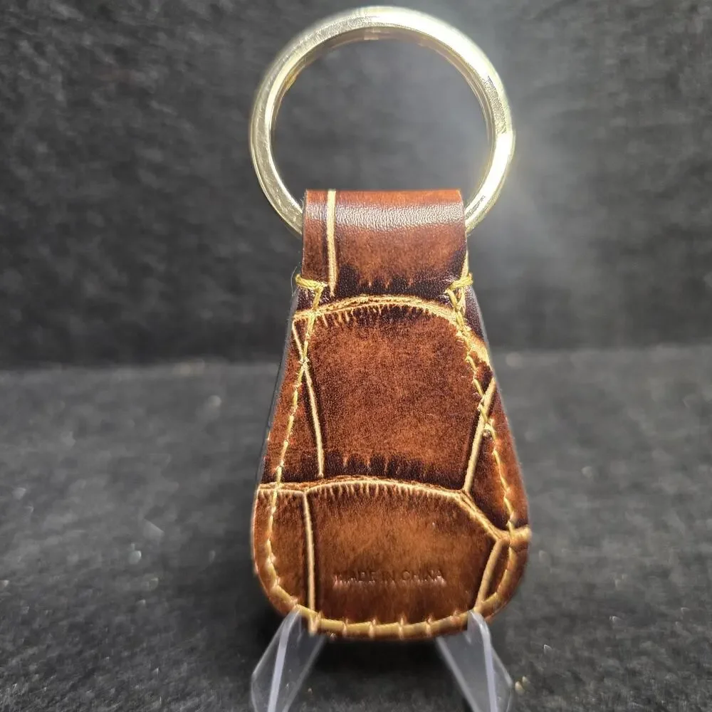 Dooney & Bourke Vintage Brown Leather Keychain Key Ring Key Fob